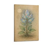 CWLLOG Canvas Prints Wall Art Posters Plant Crystal Leaf Fantasy Frame-style Modern Living Room And Bedroom Decor 08x12inch(20x30cm)