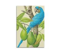CWLLOG Canvas Prints Wall Art Posters Plant Ecological Illustration of Blue Parrot And Avocado Modern Living Room And Bedroom Artwork Decor 12x18inch(30x45cm)