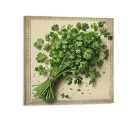 CWLLOG Canvas Prints Wall Art Posters Plants Fresh Cilantro In Vintage Frame Modern Living Room And Bedroom Artwork Decor 28x28inch(70x70cm)
