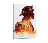 CWLLOG Canvas Prints Wall Art Posters Public Welfare Firefighter City Rescue Frame-style Modern Living Room And Bedroom Decor 08x12inch(20x30cm)