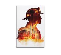 CWLLOG Canvas Prints Wall Art Posters Public Welfare Firefighter City Rescue Unframe-style Modern Living Room And Bedroom Decor 08x12inch(20x30cm)