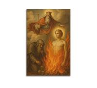 CWLLOG Canvas Prints Wall Art Posters Religion Divine Judgment Fire Scene Unframe-style Modern Living Room And Bedroom Decor 20x30inch(50x75cm)