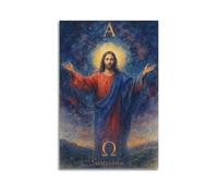 CWLLOG Canvas Prints Wall Art Posters Religion Figure with Alpha Omega Unframe-style Modern Living Room And Bedroom Decor 12x18inch(30x45cm)