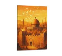 CWLLOG Canvas Prints Wall Art Posters Religion Jerusalem Dome Of The Rock Frame-style Modern Living Room And Bedroom Decor 20x30inch(50x75cm)
