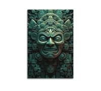 CWLLOG Canvas Prints Wall Art Posters Religion Maya Stone Carving Mask Unframe-style Modern Living Room And Bedroom Decor 20x30inch(50x75cm)