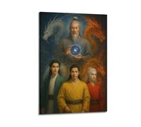CWLLOG Canvas Prints Wall Art Posters Religious Ancient Immortal with Dragons Frame-style Modern Living Room And Bedroom Decor 12x18inch(30x45cm)