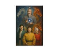 CWLLOG Canvas Prints Wall Art Posters Religious Ancient Immortal with Dragons Unframe-style Modern Living Room And Bedroom Decor 20x30inch(50x75cm)