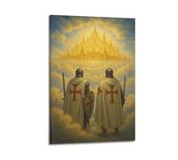 CWLLOG Canvas Prints Wall Art Posters Religious Knights Looking at Holy City Frame-style Modern Living Room And Bedroom Decor 08x12inch(20x30cm)