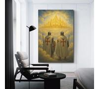CWLLOG Canvas Prints Wall Art Posters Religious Knights Looking at Holy City Unframe-style Modern Living Room And Bedroom Decor 08x12inch(20x30cm)