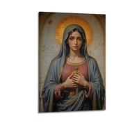 CWLLOG Canvas Prints Wall Art Posters Religious Poster Angel's Stained Glass Beauty And Sacred Prayer Posture Modern Living Room And Bedroom Artwork Decor 24x36inch(60x90cm)
