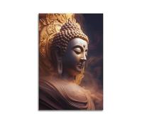 CWLLOG Canvas Prints Wall Art Posters Religious Poster Buddha With Golden Aura Is Sacred Art Decorative Painting Modern Living Room And Bedroom Artwork Decor 20x30inch(50x75cm)