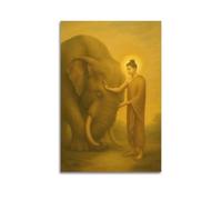 CWLLOG Canvas Prints Wall Art Posters Religious Poster Buddha's Elephant-Taming Sacred Journey And Compassionate Life Resonance Modern Living Room And Bedroom Artwork Decor 20x30inch(50x75cm)