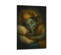 CWLLOG Canvas Prints Wall Art Posters Religious Poster Ganesha's Sleeping Image And Compassionate Rhythm of Obstacle Removal Modern Living Room And Bedroom Artwork Decor 08x12inch(20x30cm)