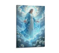 CWLLOG Canvas Prints Wall Art Posters Religious Poster Holy Figure In Clouds With Light Is Majestic Art Decorative Painting Modern Living Room And Bedroom Artwork Decor 08x12inch(20x30cm)