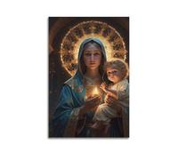CWLLOG Canvas Prints Wall Art Posters Religious Poster Holy Mother And Child's Candlelight Holiness And Light of Hope Modern Living Room And Bedroom Artwork Decor 20x30inch(50x75cm)