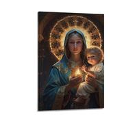 CWLLOG Canvas Prints Wall Art Posters Religious Poster Holy Mother And Child's Candlelight Holiness And Light of Hope Modern Living Room And Bedroom Artwork Decor 20x30inch(50x75cm)