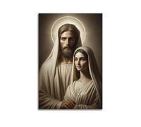 CWLLOG Canvas Prints Wall Art Posters Religious Poster Jesus And Holy Woman Together Is Holy Art Decorative Painting Modern Living Room And Bedroom Artwork Decor 08x12inch(20x30cm)