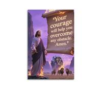 CWLLOG Canvas Prints Wall Art Posters Religious Poster Jesus in Wilderness with Courage Scripture Is Inspirational Modern Living Room And Bedroom Artwork Decor 24x36inch(60x90cm)