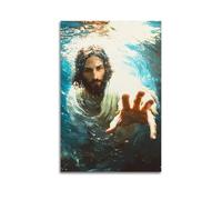 CWLLOG Canvas Prints Wall Art Posters Religious Poster Jesus' Water Realm Image And Redemptive Beauty of Faith Modern Living Room And Bedroom Artwork Decor 12x18inch(30x45cm)
