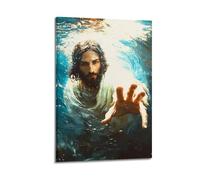 CWLLOG Canvas Prints Wall Art Posters Religious Poster Jesus' Water Realm Image And Redemptive Beauty of Faith Modern Living Room And Bedroom Artwork Decor 12x18inch(30x45cm)