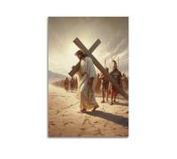 CWLLOG Canvas Prints Wall Art Posters Religious Poster Journey of Jesus' Crucifixion And Redemptive Path of Faith Modern Living Room And Bedroom Artwork Decor 12x18inch(30x45cm)