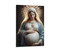 CWLLOG Canvas Prints Wall Art Posters Religious Poster Pregnant Virgin Mary with Gorgeous Halo Appears Sacred Modern Living Room And Bedroom Artwork Decor 12x18inch(30x45cm)