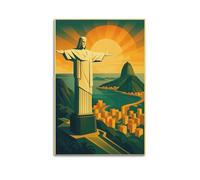 CWLLOG Canvas Prints Wall Art Posters Religious Poster Retro Style Poster of Christ The Redeemer in Rio Has Regional Religious Features Modern Living Room And Bedroom Artwork Decor 24x36inch(60x90cm)