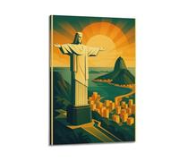 CWLLOG Canvas Prints Wall Art Posters Religious Poster Retro Style Poster of Christ The Redeemer in Rio Has Regional Religious Features Modern Living Room And Bedroom Artwork Decor 20x30inch(50x75cm)