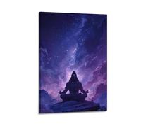 CWLLOG Canvas Prints Wall Art Posters Religious Poster Shiva's Starry Night Meditation And Cosmic Connection of Divinity Modern Living Room And Bedroom Artwork Decor 08x12inch(20x30cm)