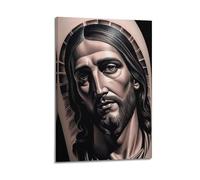 CWLLOG Canvas Prints Wall Art Posters Religious Poster Tattoo Art And Sacred Imprint of Jesus Modern Living Room And Bedroom Artwork Decor 12x18inch(30x45cm)