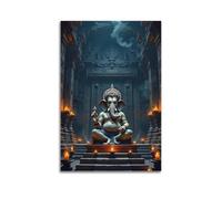 CWLLOG Canvas Prints Wall Art Posters Religious Poster The Authoritative Blessing Dignity of Ganesha in The Temple Modern Living Room And Bedroom Artwork Decor 12x18inch(30x45cm)