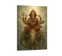 CWLLOG Canvas Prints Wall Art Posters Religious Poster The Authoritative Dignity of Ganesha Riding Elephants Modern Living Room And Bedroom Artwork Decor 24x36inch(60x90cm)
