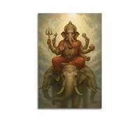 CWLLOG Canvas Prints Wall Art Posters Religious Poster The Authoritative Dignity of Ganesha Riding Elephants Modern Living Room And Bedroom Artwork Decor 12x18inch(30x45cm)