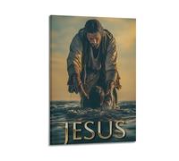CWLLOG Canvas Prints Wall Art Posters Religious Poster The Hope Gesture of Jesus' Redemption in Water Modern Living Room And Bedroom Artwork Decor 20x30inch(50x75cm)