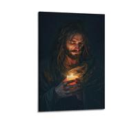CWLLOG Canvas Prints Wall Art Posters Religious Poster The Light of Hope of Jesus Holding A Candle Modern Living Room And Bedroom Artwork Decor 20x30inch(50x75cm)