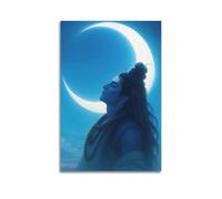 CWLLOG Canvas Prints Wall Art Posters Religious Poster The Peaceful Realm of Shiva with The Crescent Moon Modern Living Room And Bedroom Artwork Decor 08x12inch(20x30cm)