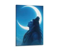 CWLLOG Canvas Prints Wall Art Posters Religious Poster The Peaceful Realm of Shiva with The Crescent Moon Modern Living Room And Bedroom Artwork Decor 12x18inch(30x45cm)