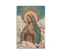 CWLLOG Canvas Prints Wall Art Posters Religious Poster The Praying Radiance of The Virgin in The Clouds Modern Living Room And Bedroom Artwork Decor 16x24inch(40x60cm)