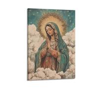 CWLLOG Canvas Prints Wall Art Posters Religious Poster The Praying Radiance of The Virgin in The Clouds Modern Living Room And Bedroom Artwork Decor 16x24inch(40x60cm)