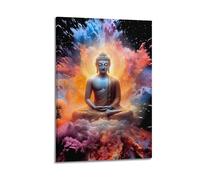 CWLLOG Canvas Prints Wall Art Posters Religious Poster The Spiritual Blooming Beauty of Colorful Buddha Modern Living Room And Bedroom Artwork Decor 24x36inch(60x90cm)