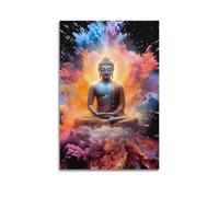 CWLLOG Canvas Prints Wall Art Posters Religious Poster The Spiritual Blooming Beauty of Colorful Buddha Modern Living Room And Bedroom Artwork Decor 08x12inch(20x30cm)