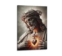 CWLLOG Canvas Prints Wall Art Posters Religious Poster The Thorn Love of Jesus with Sacred Heart Modern Living Room And Bedroom Artwork Decor 24x36inch(60x90cm)