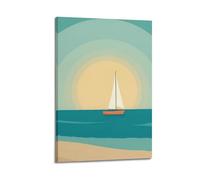 CWLLOG Canvas Prints Wall Art Posters Scenery Sailboat at Sea Sunset Frame-style Modern Living Room And Bedroom Decor 24x36inch(60x90cm)