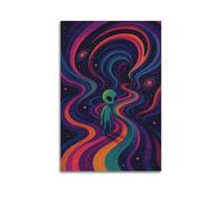 CWLLOG Canvas Prints Wall Art Posters Sci-Fi Alien on Cosmic Path Unframe-style Modern Living Room And Bedroom Decor 16x24inch(40x60cm)