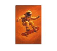 CWLLOG Canvas Prints Wall Art Posters Sci-Fi Astronaut Skateboarding in Space Unframe-style Modern Living Room And Bedroom Decor 16x24inch(40x60cm)