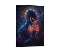 CWLLOG Canvas Prints Wall Art Posters Sci-Fi Glowing Alien Figure Frame-style Modern Living Room And Bedroom Decor 20x30inch(50x75cm)