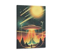 CWLLOG Canvas Prints Wall Art Posters Sci-Fi Poster Alien UFO And Future City Modern Living Room And Bedroom Artwork Decor 08x12inch(20x30cm)