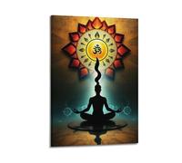 CWLLOG Canvas Prints Wall Art Posters Spirituality Meditation with Om Symbol Frame-style Modern Living Room And Bedroom Decor 12x18inch(30x45cm)