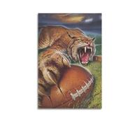 CWLLOG Canvas Prints Wall Art Posters Sports Creation Creative Poster of Roaring Lynx And Football Modern Living Room And Bedroom Artwork Decor 16x24inch(40x60cm)