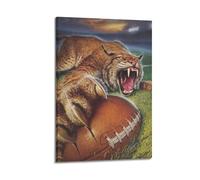 CWLLOG Canvas Prints Wall Art Posters Sports Creation Creative Poster of Roaring Lynx And Football Modern Living Room And Bedroom Artwork Decor 08x12inch(20x30cm)